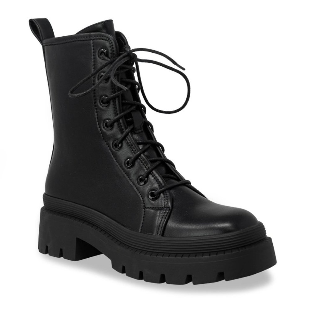 Heeled Boots for Women Combat Boot Lace Up Knee High Boots - Picture 3 of 4